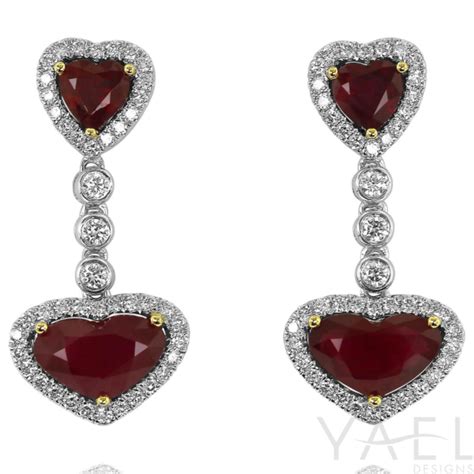 Ruby Heart Shape Diamond Earrings | YAEL Designs