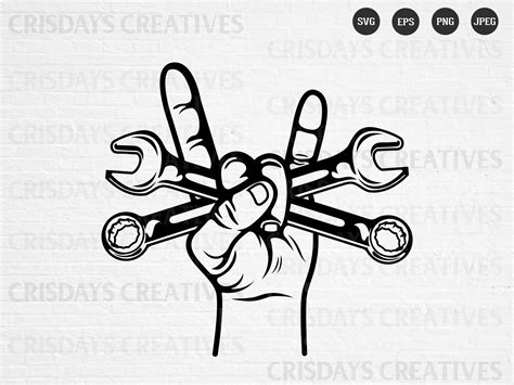 Wrench svg mechanic logo wrench vector wrench clipart rock and roll hand holding wrench svg ...