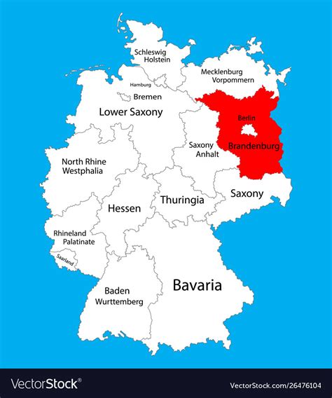 Brandenburg state map germany province silhouette Vector Image