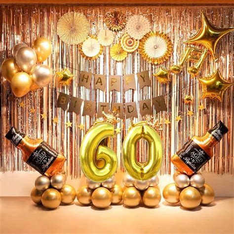 60th Birthday Decorations Party Supplies Gold and Champagne | Etsy