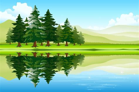 Lake landscape trees............................ | Пейзажи, Картины с ...