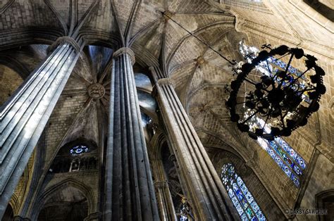 Columns rise to the gothic arches of Barcelona Cathedral. | Gotikk