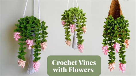 Crochet Hanging Vines with Flowers | Crochet Hanging Plant Tutorial - YouTube