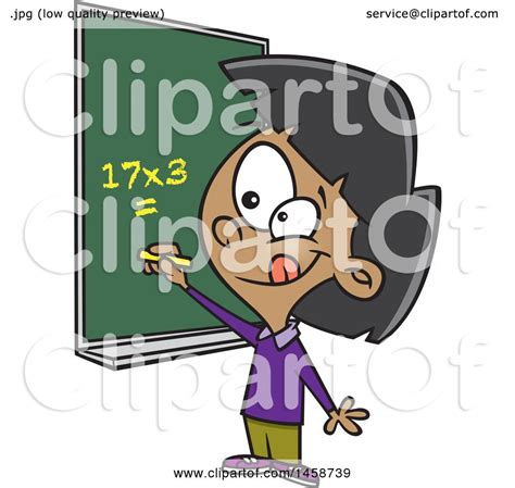 Clipart of a Cartoon School Girl Solving a Multiplication Math Problem - Royalty Free Vector ...