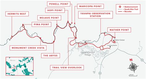 Grand Canyon South Rim Hiking Trail Map