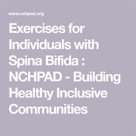 Exercises for Individuals with Spina Bifida : NCHPAD - Building ...