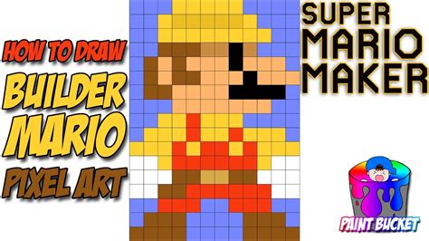 How to Draw Builder Mario - Super Mario Maker 8-Bit Pixel Art Drawing Tutorial - YouTube