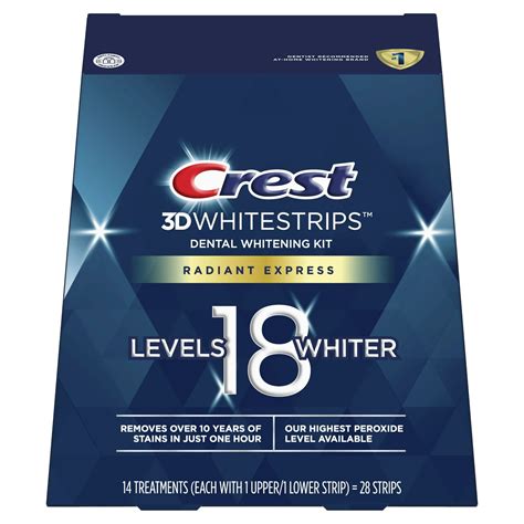 Crest 3D Whitestrips Radiant Express Levels 18 Whiter – Dental Whitening Kit