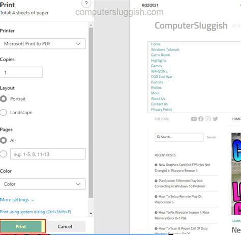 How To Print A Website In Microsoft Edge - ComputerSluggish