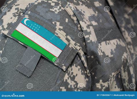 Uzbekistan Army Uniform Patch Flag on Soldiers Arm. Military Concept ...