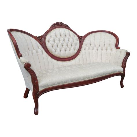 Victorian Style Carved Solid Wood Loveseat Settee | Chairish