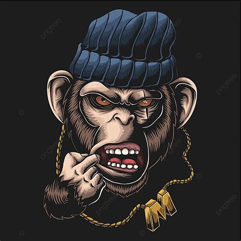 Monkey Gangster Head Vector Illustration Cool Hat Swag Vector, Cool ...