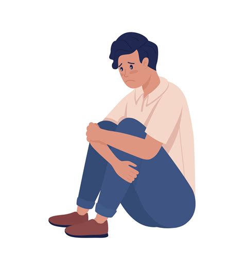 Sad lonely teenager boy semi flat color vector character 2934444 Vector ...