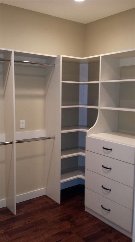 Closet Shelving Units With Drawers | Corner closet, Corner closet shelves, Closet remodel