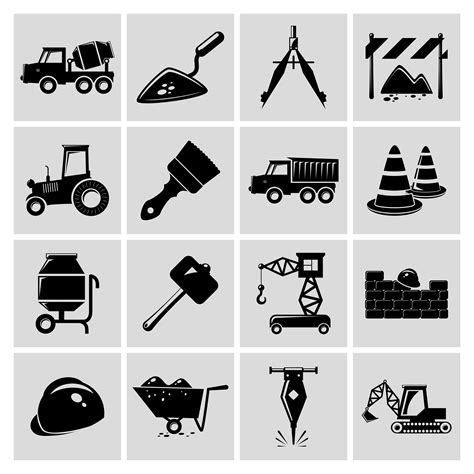 Construction icons set black 454388 Vector Art at Vecteezy