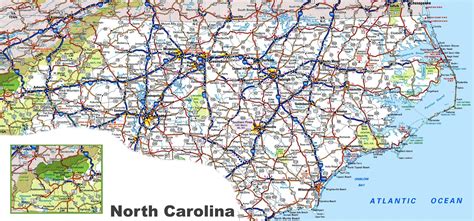 North Carolina State Road Map Glossy Poster Picture Photo Banner Nc ...