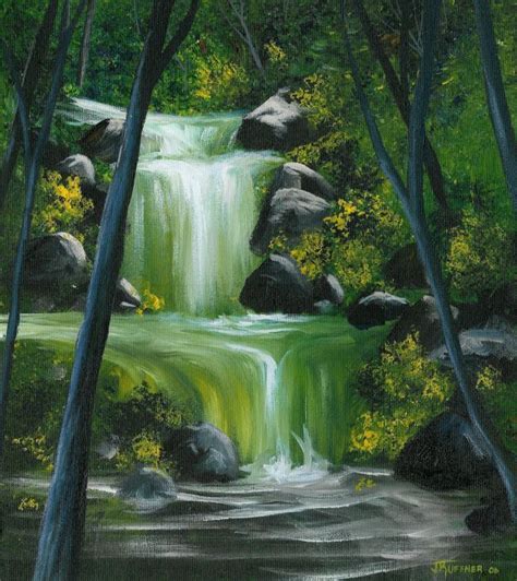 hardsadness | Waterfall paintings, Landscape paintings acrylic ...