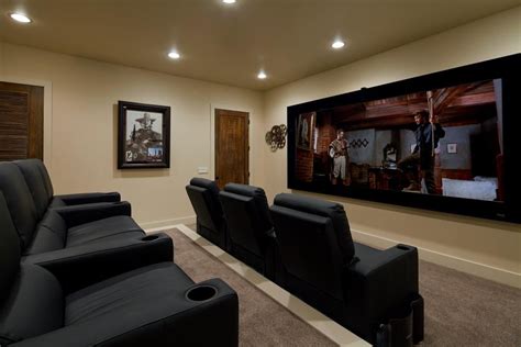 Contemporary Home Theater With Tiered Seating | Tiered seating ...