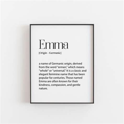 Emma Name Meaning Print Girls Name Art Nursery Decor Personalised Room ...