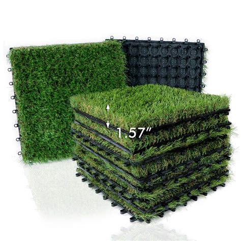 Buy XLX TURF Artificial Grass Turf Tiles Interlocking Set 12 Pieces, Fake Grass Tiles Self ...