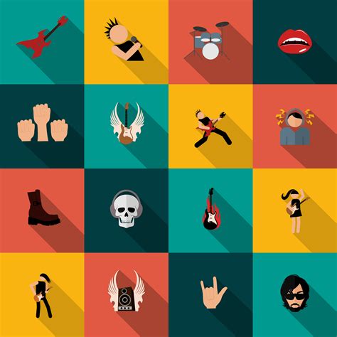 Rock music icons flat 439140 Vector Art at Vecteezy