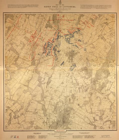 Map of the battle field of Gettysburg, first day's battle, July, 1863 ...