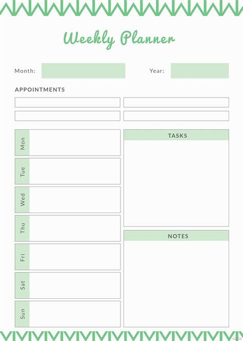 Printable Weekly Planner Template | Free Template Ideas