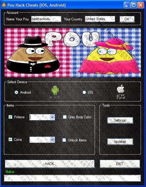 Pou Hack Cheats iOS, Android / Potions, Coins ~ App Hack