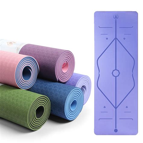 TPE position line yoga mat double color surface 6mm thickness double-sided fitness mat yoga mat ...