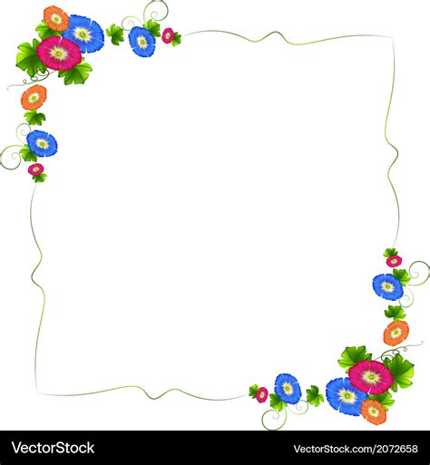 A border design with fresh colorful flowers Vector Image