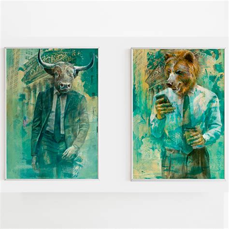 bull & bear stock market art. Bull wall street wall art. – QUOTATIUM