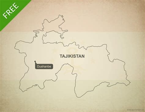 Free Vector Map of Tajikistan Outline | One Stop Map