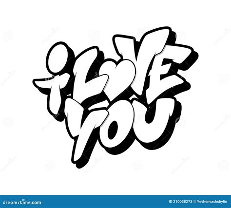 I Love You Font in Graffiti Style. Vector Illustration. Stock Vector ...