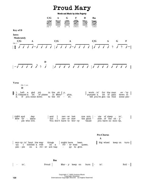 Proud Mary by Creedence Clearwater Revival - Guitar Lead Sheet - Guitar ...