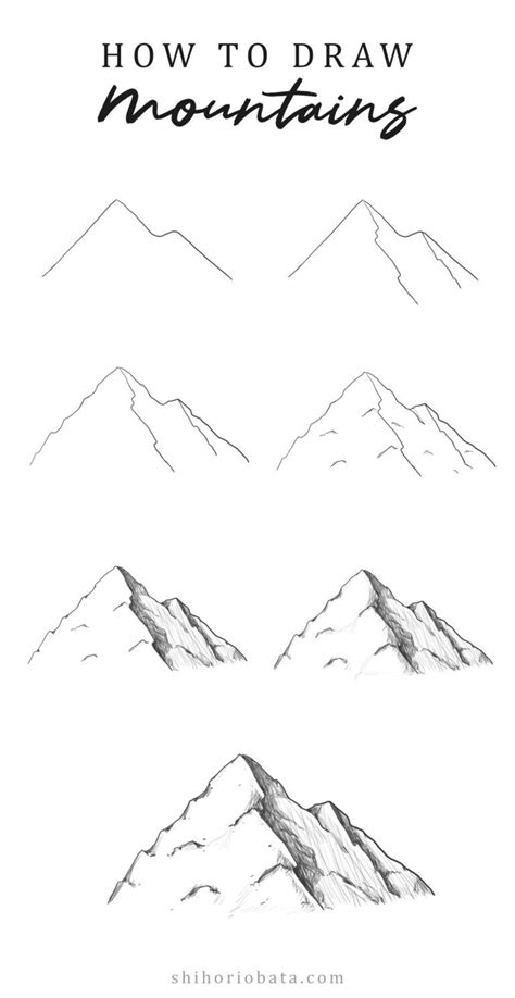 How to Draw Mountains: Easy Step by Step Tutorial | Pencil drawings for beginners, Mountain ...