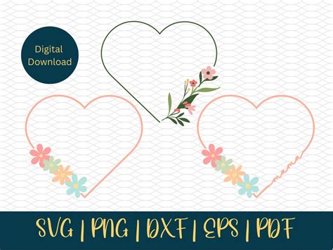 Floral Heart Wreath Svg, Heart Wreath Svg, Flower Wreath Monogram Frame, Floral Double Monogram ...