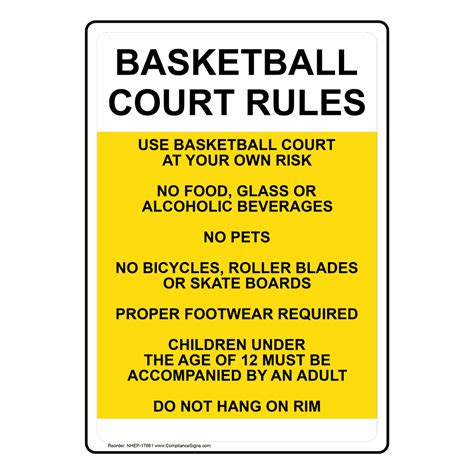 Portrait Basketball Court Rules Use Basketball Sign NHEP-17661