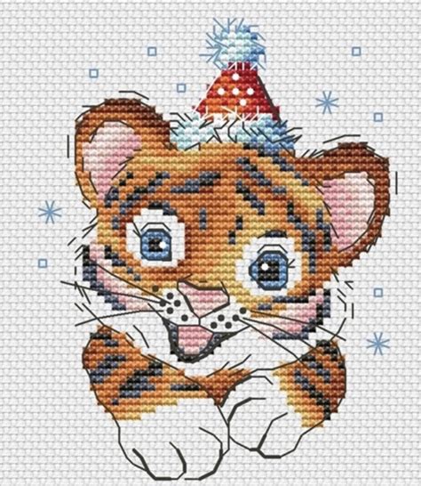 “New Year Tiger” - free cross stitch pattern Christmas