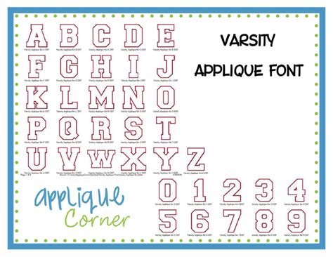 Varsity Applique Font, Applique Corner