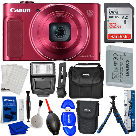 Canon PowerShot SX620 HS Digital Camera (Red) 1073C001 - 32GB Accessory ...