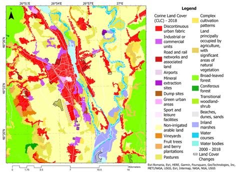 Land cover according to Corine Land Cover 2018 and the changes in land ...