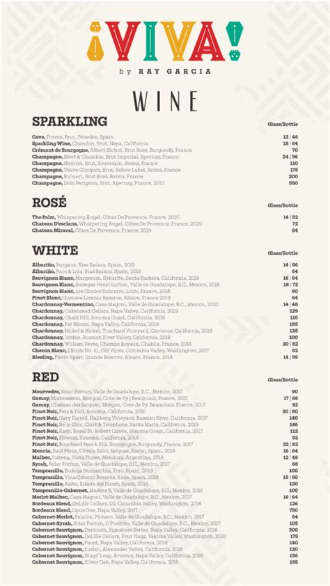 Our Menus – Drinks – Welcome to Viva by Ray Garcia