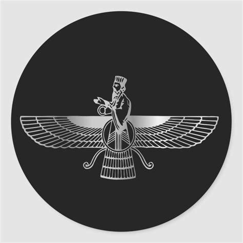 Zoroastrianism Faravahar Classic Round Sticker | Round stickers, Iran ...