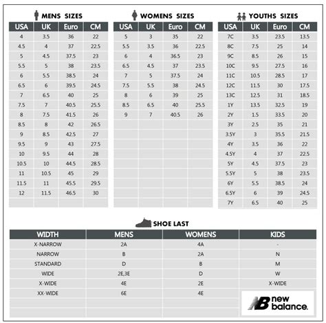 new balance size chart clothing Balance chart size shoe women last