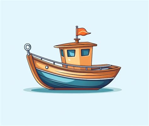 Premium Photo | Cartoon illustration of a small boat with a flag on the ...