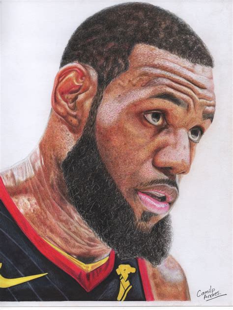 Realistic drawing of LeBron James impression | Etsy