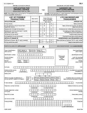 2001 Form ZA DL1 Fill Online, Printable, Fillable, Blank - pdfFiller