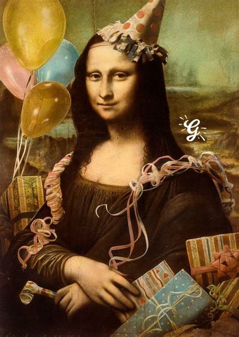 #birthday#card#monalisa#открытка#деньрождения#greetify | Мона лиза, Смешное искусство, С днем ...