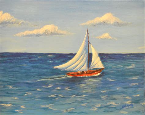 Lone Sailboat Original Acrylic Painting