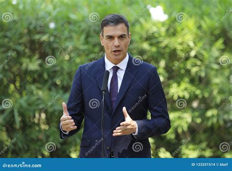 Spanish Prime Minister Pedro Sanchez Gesturing Editorial Stock Image ...